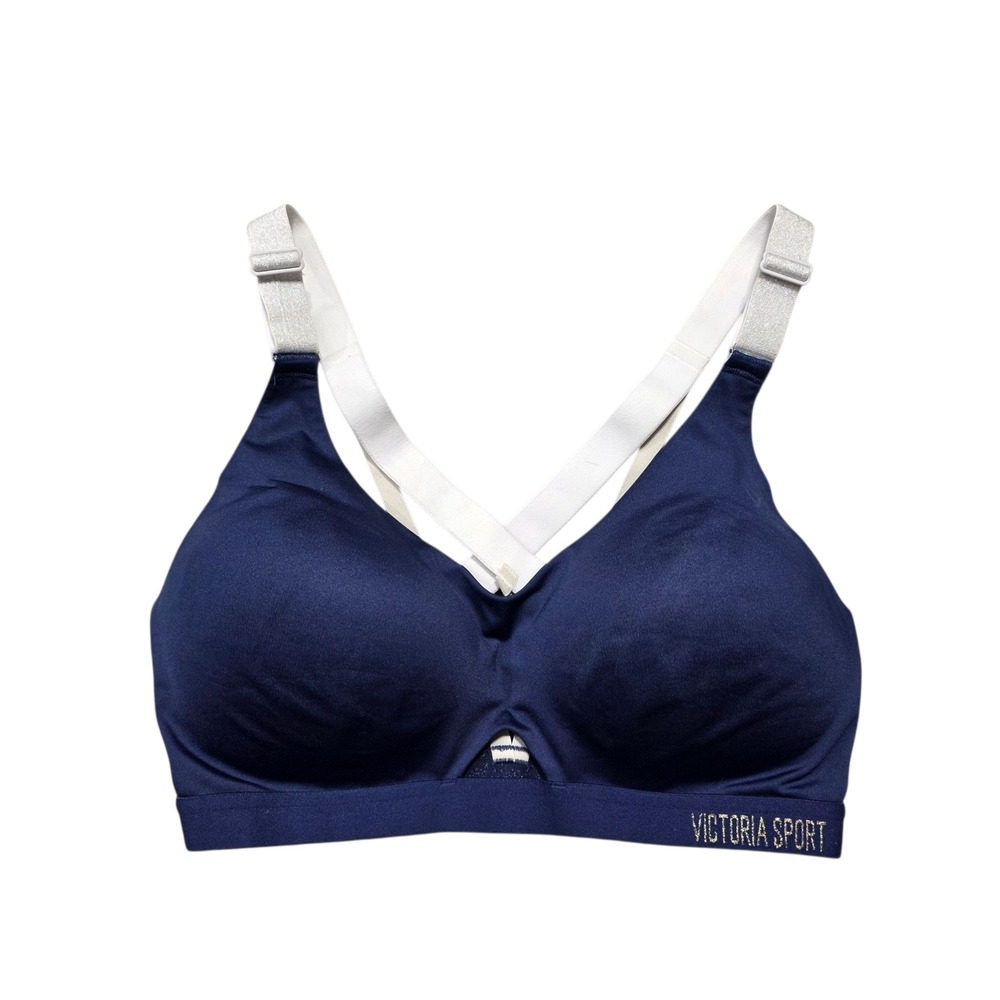 Victoria Sport Incredible Lightweight Sports Bra‎ Womens 34D Navy Blue Metallic